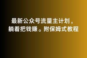 2月最新公众号流量主计划，躺着把钱赚，附保姆式教程【揭秘】-生财有道