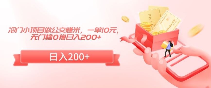 冷门小项目做公交赚米，一单10元，无门槛0撸日入200+【揭秘】-生财有道