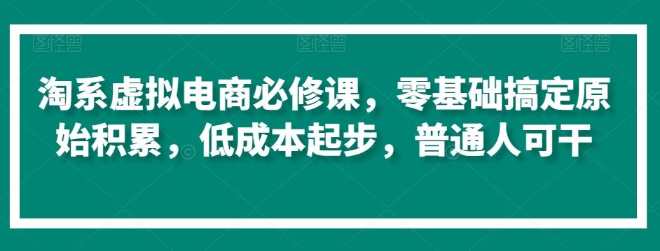 淘系虚拟电商必修课，零基础搞定原始积累，低成本起步，普通人可干-生财有道