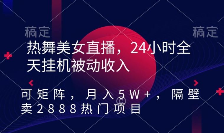 热舞美女直播，24小时全天挂机被动收入，可矩阵，月入5W+，隔壁卖2888热门项目【揭秘】-生财有道