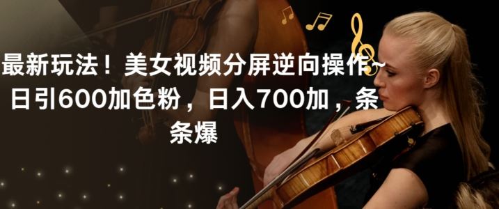 最新玩法！美女视频分屏逆向操作~日引600加色粉，日入700加，条条爆【揭秘】-生财有道