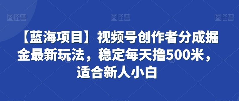 【蓝海项目】视频号创作者分成掘金最新玩法，稳定每天撸500米，适合新人小白【揭秘】-生财有道