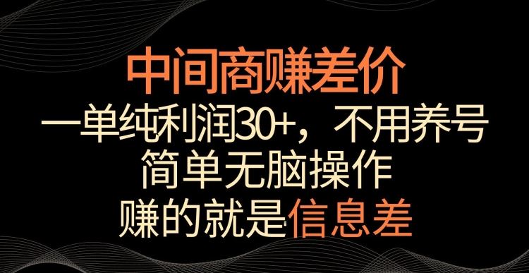 中间商赚差价，一单纯利润30+，简单无脑操作，赚的就是信息差，轻轻松松日入1000+【揭秘】-生财有道