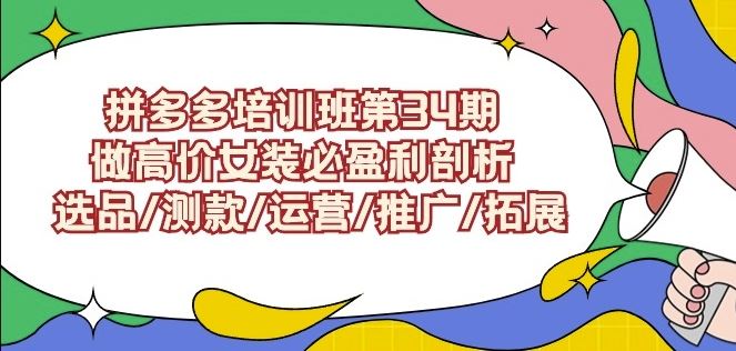 拼多多培训班第34期：做高价女装必盈利剖析选品/测款/运营/推广/拓展-生财有道