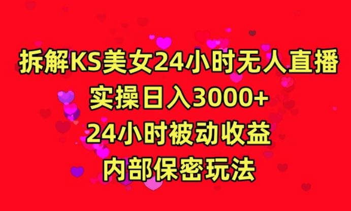 利用快手24小时无人美女直播，实操日入3000，24小时被动收益，内部保密玩法【揭秘】-生财有道