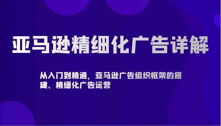 亚马逊精细化广告详解-从入门到精通，亚马逊广告组织框架的搭建、精细化广告运营-生财有道