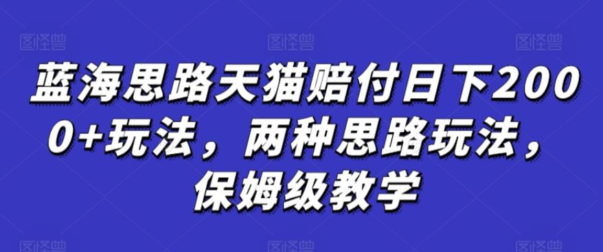 蓝海思路天猫赔付日下2000+玩法，两种思路玩法，保姆级教学【仅揭秘】-生财有道