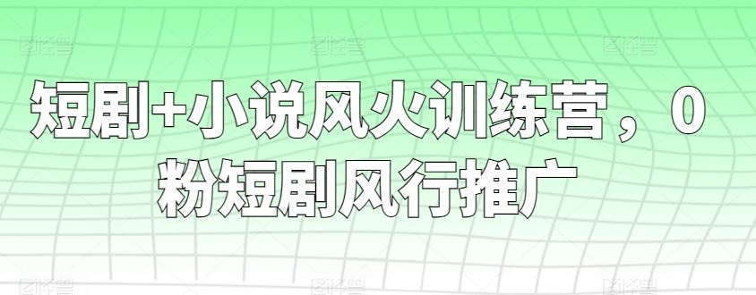 短剧+小说风火训练营，0粉短剧风行推广-生财有道