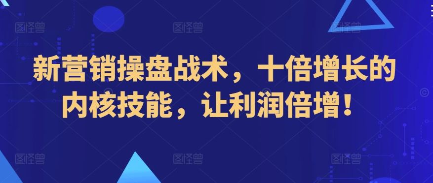 新营销操盘战术，十倍增长的内核技能，让利润倍增！-生财有道