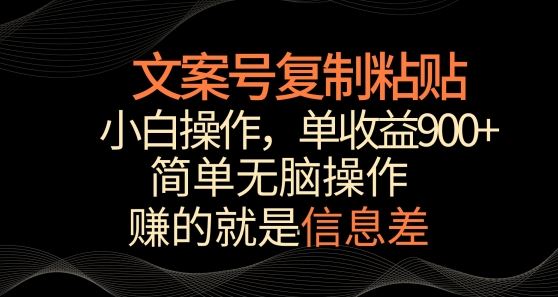 文案号掘金，简单复制粘贴，小白操作，单作品收益900+【揭秘】-生财有道