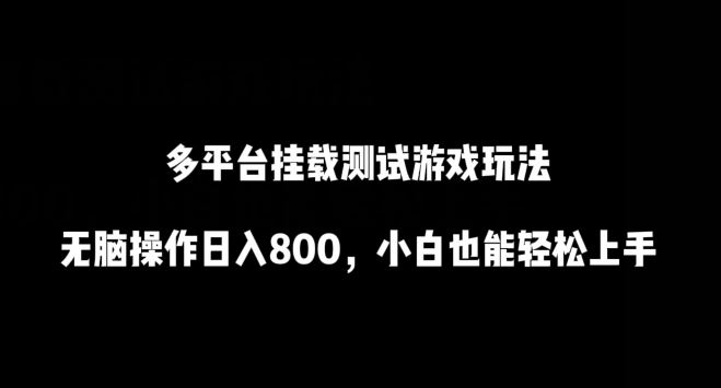 多平台挂载测试游戏玩法，无脑操作日入800，小白也能轻松上手【揭秘】-生财有道