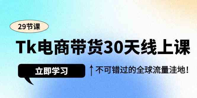 Tk电商带货30天线上课，不可错过的全球流量洼地（29节课）-生财有道
