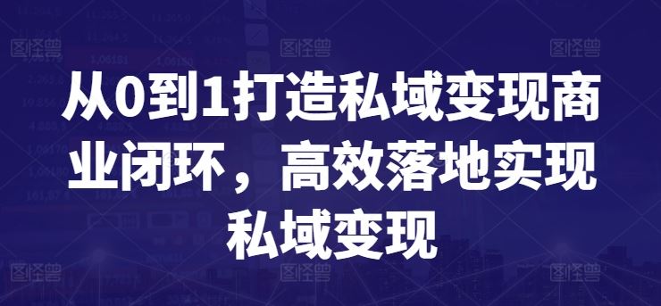 从0到1打造私域变现商业闭环，高效落地实现私域变现-生财有道