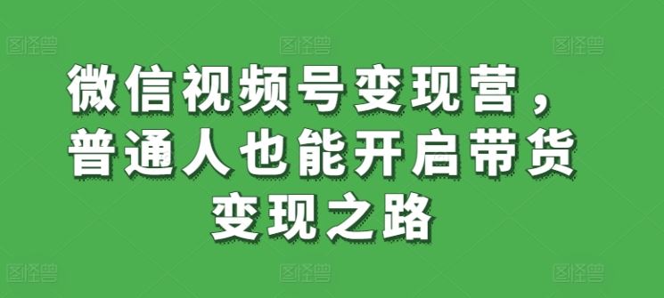 微信视频号变现营，普通人也能开启带货变现之路-生财有道