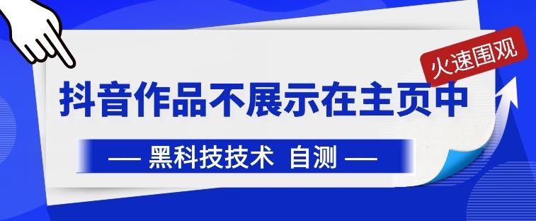抖音黑科技：抖音作品不展示在主页中【揭秘】-生财有道