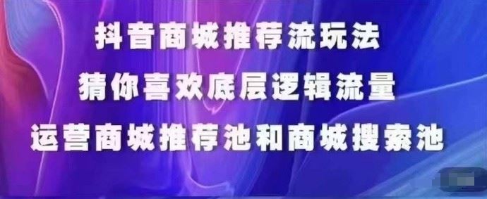 抖音商城运营课程，猜你喜欢入池商城搜索商城推荐人群标签覆盖-生财有道