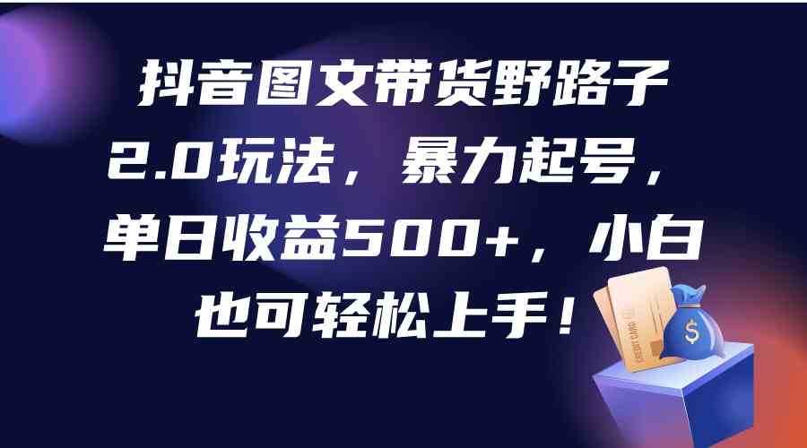 （9790期）抖音图文带货野路子2.0玩法，暴力起号，单日收益500+，小白也可轻松上手！-生财有道