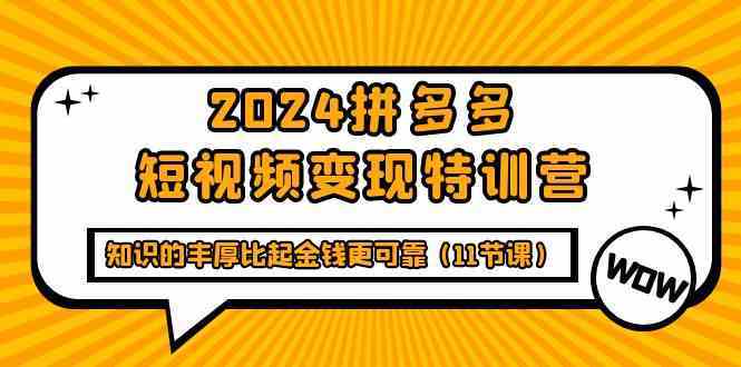 2024拼多多短视频变现特训营，知识的丰厚比起金钱更可靠（11节课）-生财有道