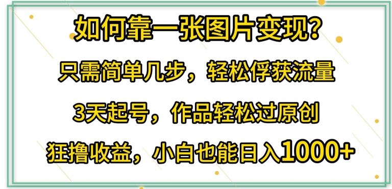 如何靠一张图片变现?只需简单几步，轻松俘获流量，3天起号，作品轻松过原创【揭秘】-生财有道