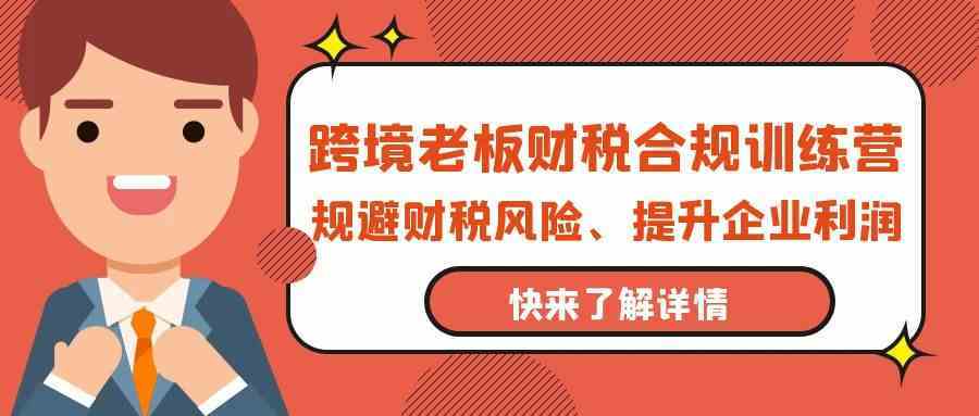 跨境老板财税合规训练营，规避财税风险、提升企业利润-生财有道