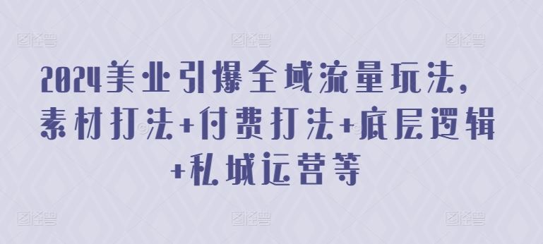 2024美业引爆全域流量玩法，素材打法 付费打法 底层逻辑 私城运营等-生财有道