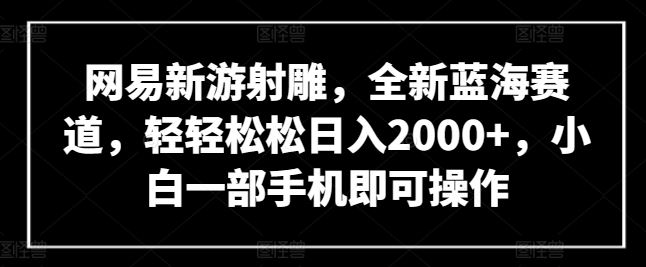 网易新游射雕，全新蓝海赛道，轻轻松松日入2000+，小白一部手机即可操作【揭秘】-生财有道