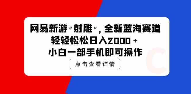 （9936期）网易新游 射雕 全新蓝海赛道，轻松日入2000＋小白一部手机即可操作-生财有道