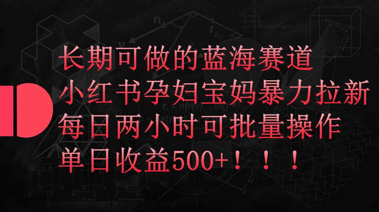 （9952期）小红书孕妇宝妈暴力拉新玩法，每日两小时，单日收益500+-生财有道