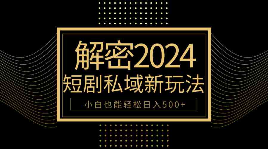 （9951期）10分钟教会你2024玩转短剧私域变现，小白也能轻松日入500+-生财有道
