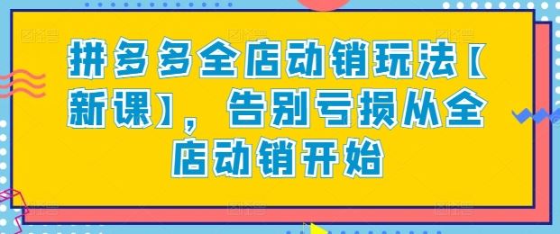 拼多多全店动销玩法【新课】，告别亏损从全店动销开始-生财有道