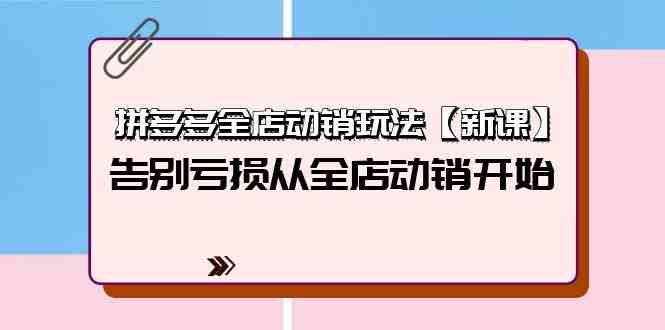 （9974期）拼多多全店动销玩法【新课】，告别亏损从全店动销开始（4节视频课）-生财有道