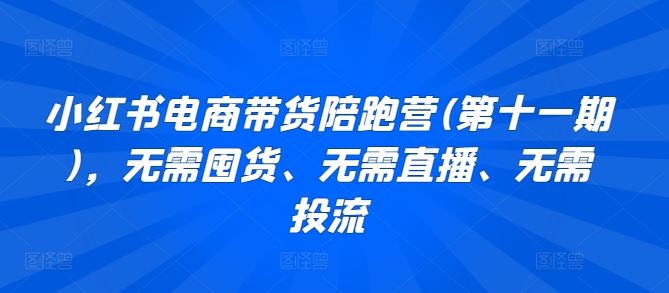 小红书电商带货陪跑营(第十一期)，无需囤货、无需直播、无需投流-生财有道