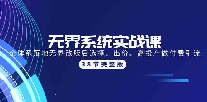 （9992期）无界系统实战课：全体系落地无界改版后选择、出价、高投产做付费引流-38节-生财有道