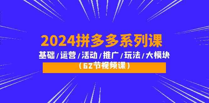 （10019期）2024拼多多系列课：基础/运营/活动/推广/玩法/大模块（62节视频课）-生财有道