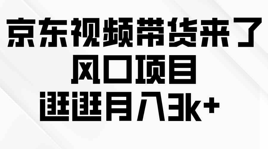 （10025期）京东短视频带货来了，风口项目，逛逛月入3k+-生财有道
