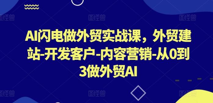 AI闪电做外贸实战课，​外贸建站-开发客户-内容营销-从0到3做外贸AI-生财有道