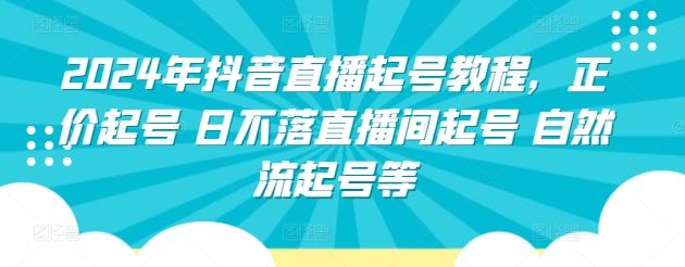 2024年抖音直播起号教程，正价起号 日不落直播间起号 自然流起号等-生财有道