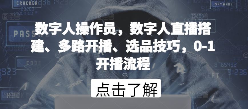 数字人操作员，数字人直播搭建、多路开播、选品技巧，0-1开播流程-生财有道
