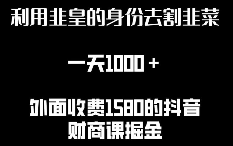 利用非皇的身份去割韭菜，一天1000+(附详细资源)【揭秘】-生财有道