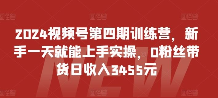 2024视频号第四期训练营，新手一天就能上手实操，0粉丝带货日收入3455元-生财有道