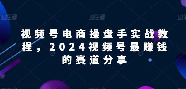 视频号电商实战教程，2024视频号最赚钱的赛道分享-生财有道