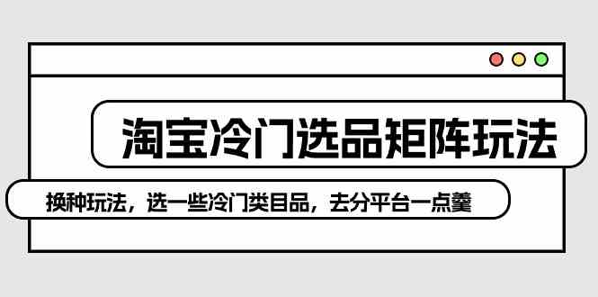 （10159期）淘宝冷门选品矩阵玩法：换种玩法，选一些冷门类目品，去分平台一点羹-生财有道