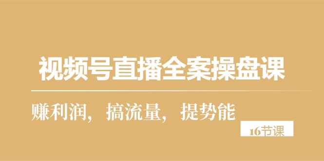 （10207期）视频号直播全案操盘课，赚利润，搞流量，提势能（16节课）-生财有道