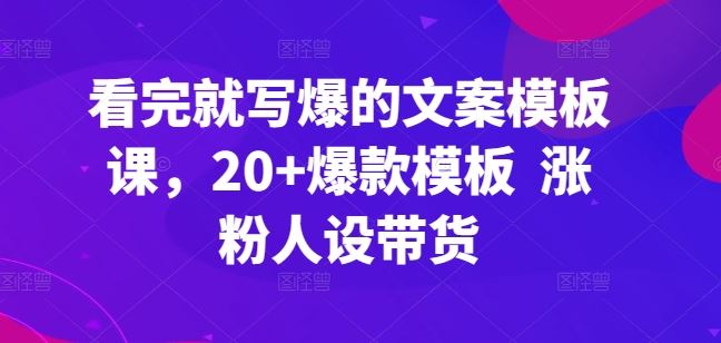 看完就写爆的文案模板课，20+爆款模板  涨粉人设带货-生财有道