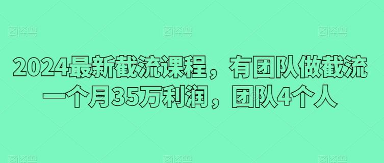 2024最新截流课程，有团队做截流一个月35万利润，团队4个人-生财有道