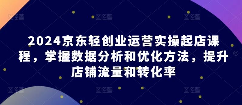 2024京东轻创业运营实操起店课程，掌握数据分析和优化方法，提升店铺流量和转化率-生财有道