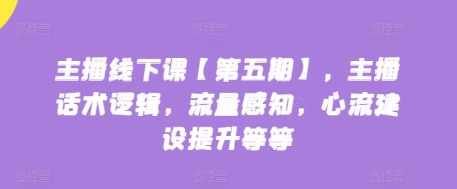 主播线下课【第五期】，主播话术逻辑，流量感知，心流建设提升等等-生财有道