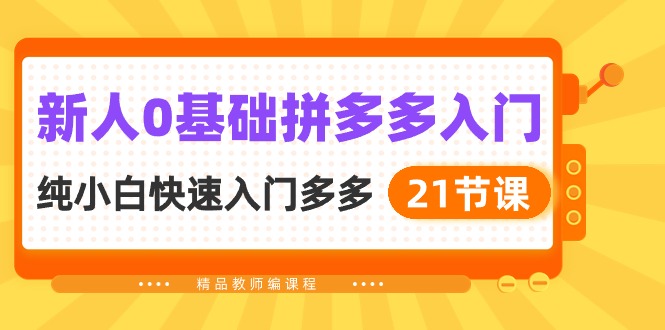 （10299期）新人0基础拼多多入门，​纯小白快速入门多多（21节课）-生财有道