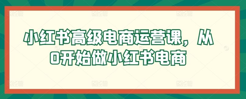 小红书高级电商运营课，从0开始做小红书电商-生财有道