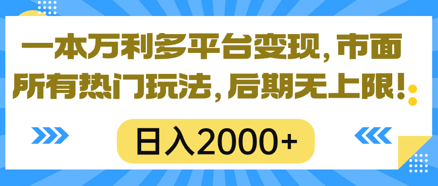 （10311期）一本万利多平台变现，市面所有热门玩法，日入2000+，后期无上限！-生财有道